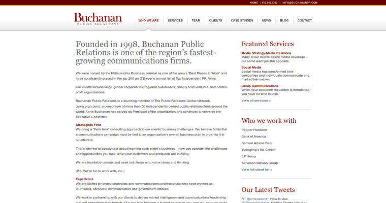 About page of #16 Leading Public Relations Agency: Buchanan Public Relations