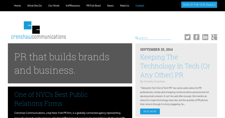 Home page of #8 Top Public Relations Company: Crenshaw Communications