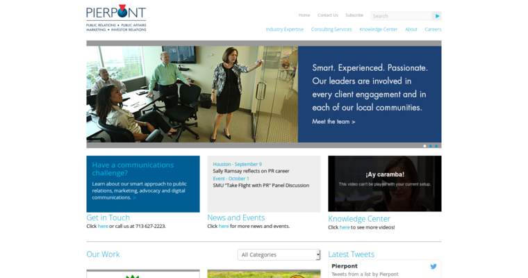 Home page of #3 Best Public Relations Agency: Pierpont Communications