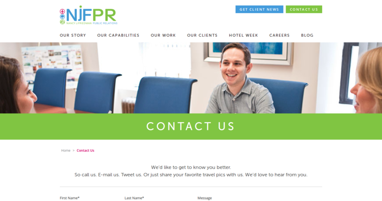 Contact page of #17 Leading PR Firm: NJFPR