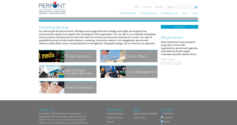 Service page of #2 Leading PR Business: Pierpont Communications