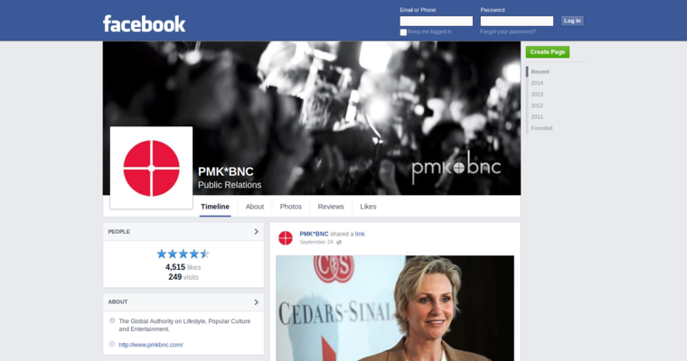Facebook page of #3 Top PR Business: PMK*BNC