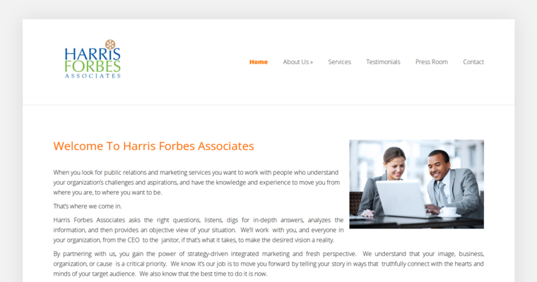 Home page of #18 Top Public Relations Firm: Harris Forbes Associates