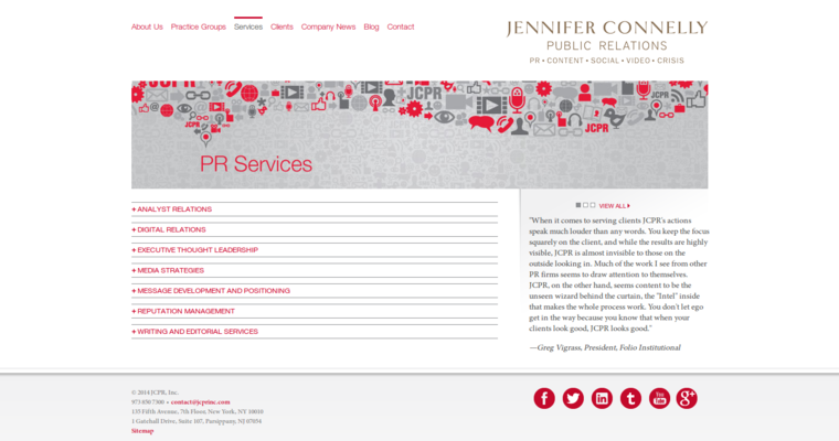 Service page for #10 Leading Public Relations Firm: JCPR