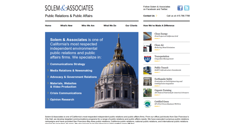 Home page of #17 Leading Public Relations Business: Solem & Associates