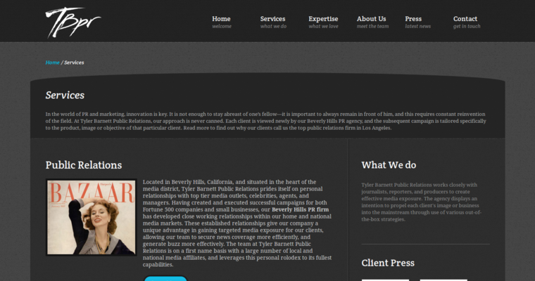 Service page for #1 Top Public Relations Company - Tyler Barnett