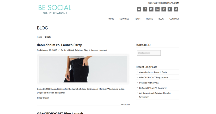 Blog page of #3 Top PR Firm: Be Social PR