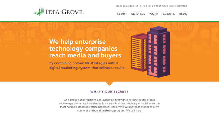 Home page of #2 Best Public Relations Firm: Idea Grove
