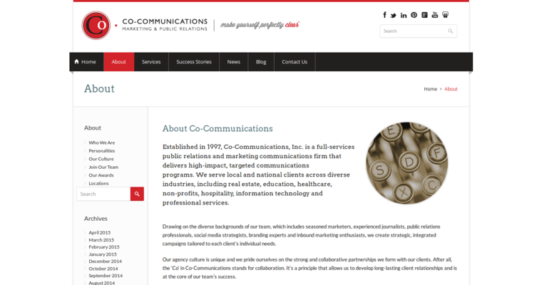 About page of #13 Top Public Relations Company: CO-Communications