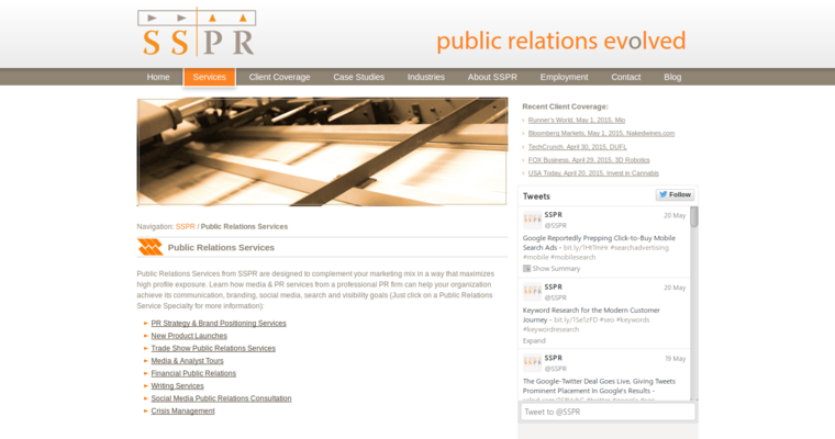 Service page of #1 Leading Public Relations Agency: SSPR