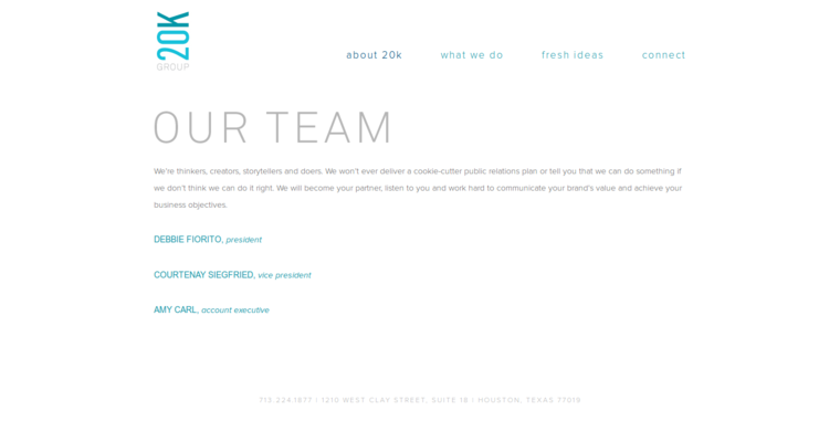 Team page of #10 Leading Public Relations Firm: 20K Group