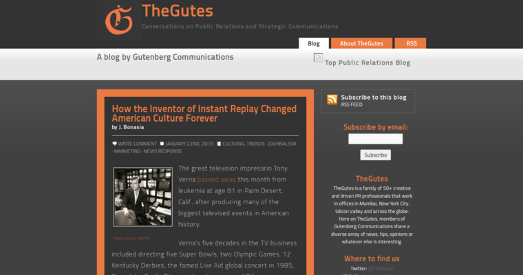 Blog page of #2 Best Public Relations Business: Gutenberg PR