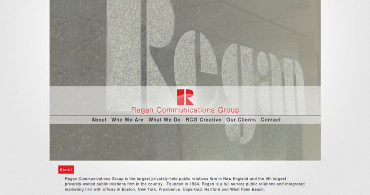 About page of #17 Leading Public Relations Company: Regan Communications Group
