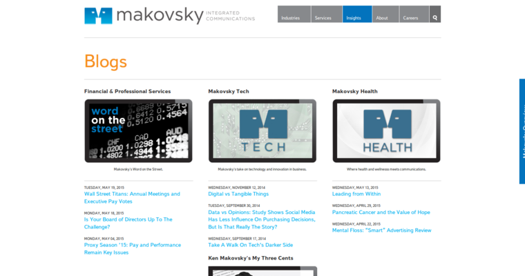 Blog page of #20 Leading Public Relations Firm: Makovsky