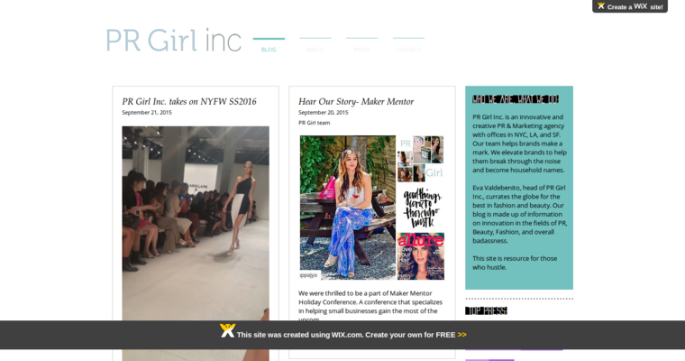 Home page of #12 Best Public Relations Firm: PR Girl Inc