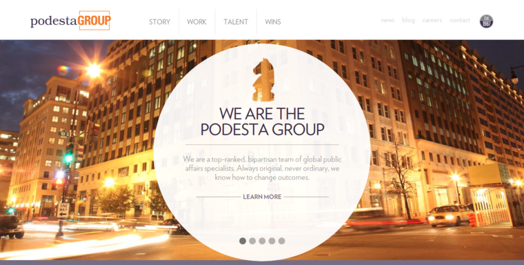 Home page of #14 Best Public Relations Firm: Podesta Group