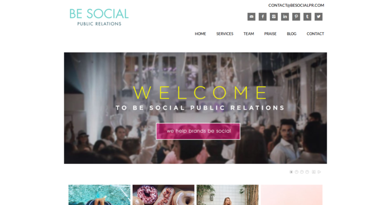 Home page of #1 Leading Beauty PR Agency: Be Social PR