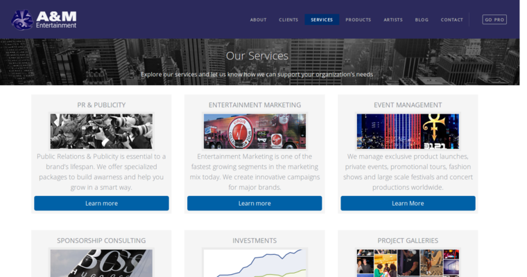 Service page of #3 Leading Entertainment Public Relations Firm: AMW Group 