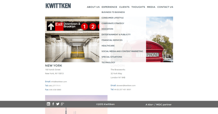 Contact page of #13 Leading Public Relations Firm: Kwittken
