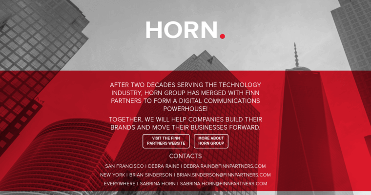 Home page of #16 Best Public Relations Company: Horn Group