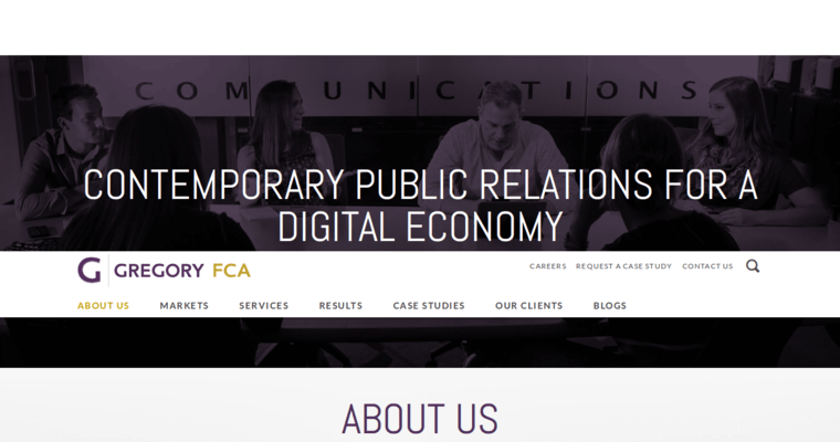 About page of #17 Top Public Relations Company: Gregory FCA