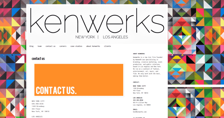 Contact page of #4 Top Fashion Public Relations Company: Kenwerks