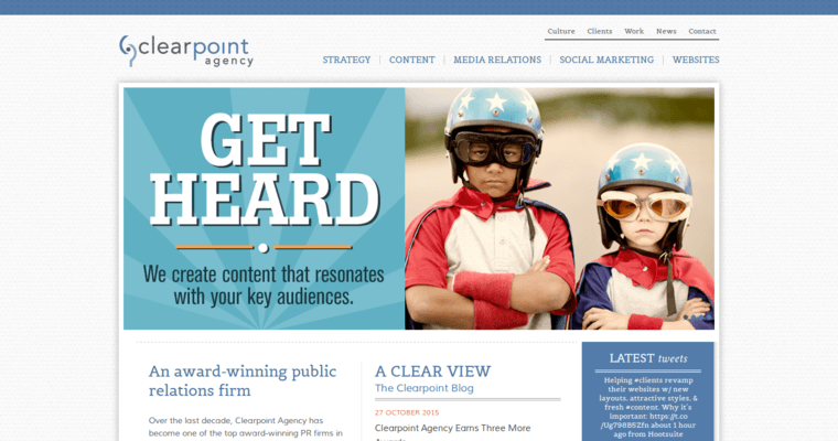 Home page of #6 Best Finance Public Relations Business: Clearpoint Agency