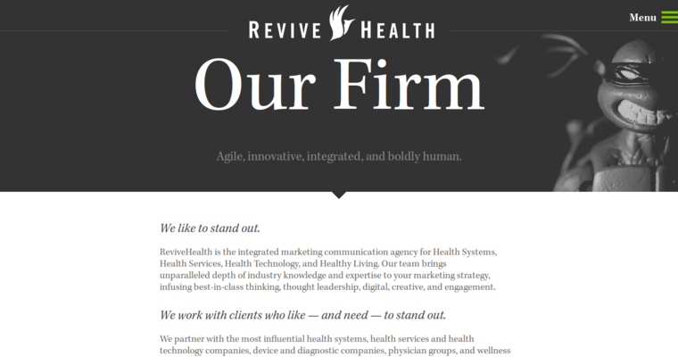 About page of #9 Best Health PR Firm: Revive Health