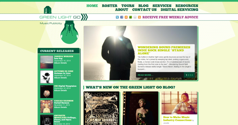 Home page of #7 Leading Music Public Relations Business: Green Light Go