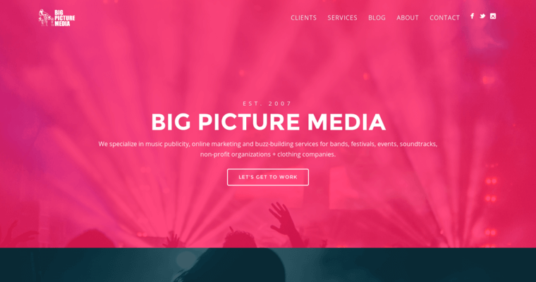 Home page of #9 Leading Entertainment Public Relations Agency: Big Picture Media