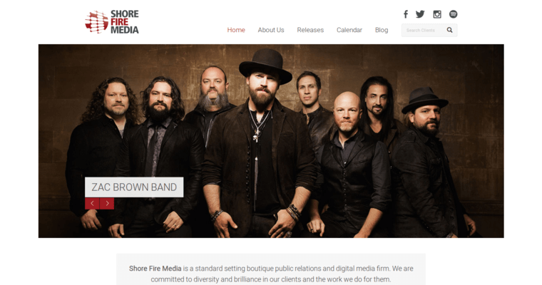 Home page of #10 Best Music PR Firm: Shore Fire Media