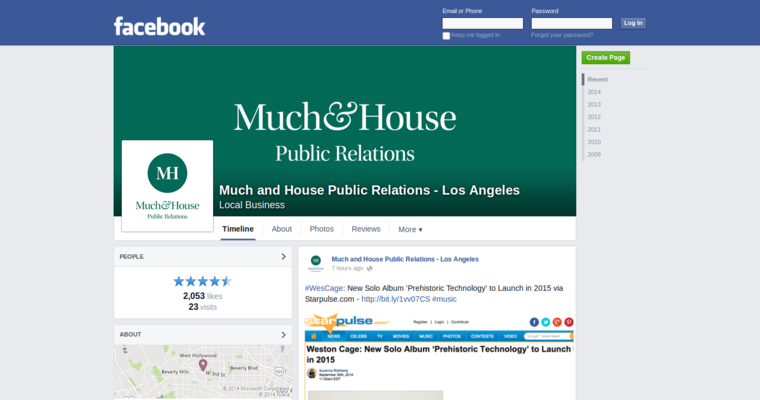Facebook page of #6 Best Entertainment Public Relations Firm: Much & House