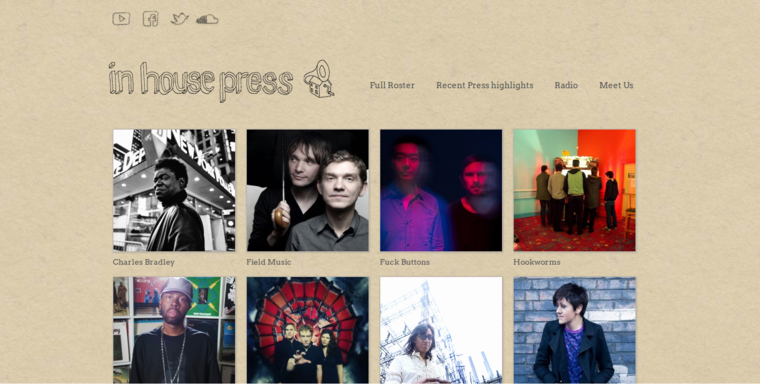 Home page of #11 Best Music PR Agency: In House Press