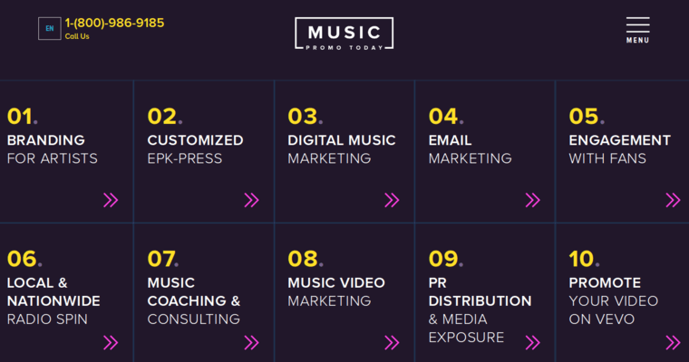 Service page of #10 Top Entertainment Public Relations Agency: MusicPromoToday