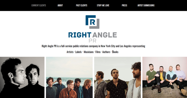 Home page of #6 Best Entertainment PR Business: Right Angle PR