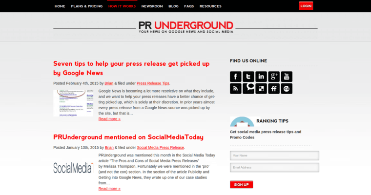 Blog page of #10 Leading Press Release Service: PR Underground