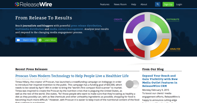 Home page of #7 Best Press Release Service: Release Wire