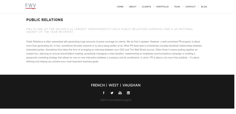 Home page of #1 Top Sports Public Relations Agency: French West Vaughn