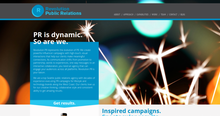 Home page of #12 Top PR Agency: Revolution Public Relations