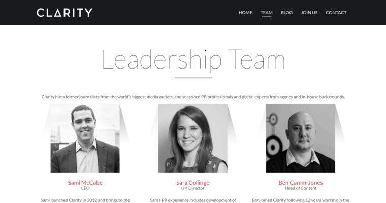 Team page of #9 Leading Public Relations Company: Clarity
