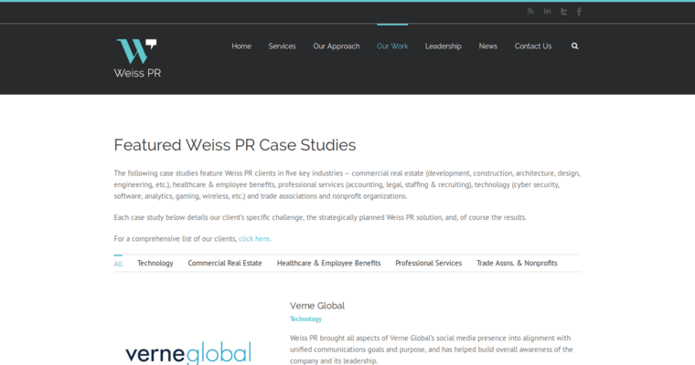 Work page of #5 Leading PR Agency: Weiss PR