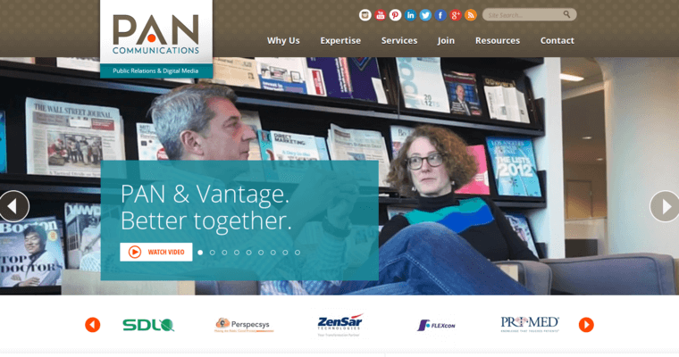 Home page of #10 Top PR Firm: PAN Communications