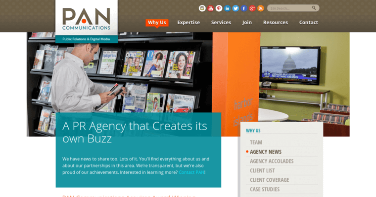 News page of #10 Top PR Agency: PAN Communications
