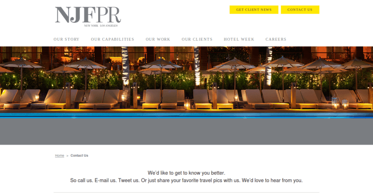 Contact page of #10 Top Travel Public Relations Firm: Nancy J Friedman PR
