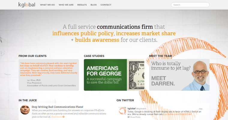 Home page of #3 Top DC PR Firm: Kglobal