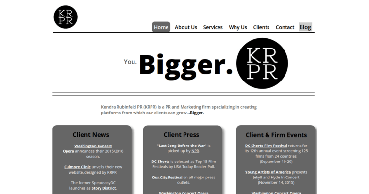 Home page of #6 Best Washington DC Public Relations Business: KRPR