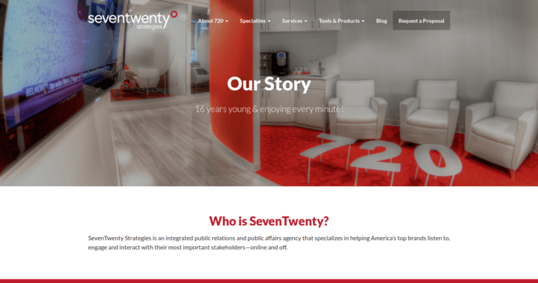 Story page of #2 Top Washington DC Public Relations Business: SevenTwenty Strategies