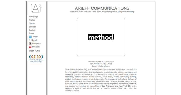 Home page of #8 Preeminent Public Relations Business: Arieff