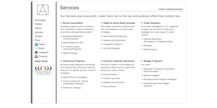 Service page for #8 Top PR Agency - Arieff