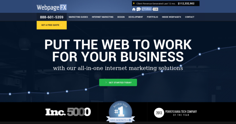 Home page of #5 Best Public Relations Business: WebpageFX